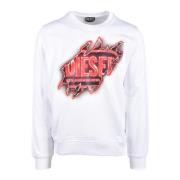 Diesel Bomull Stickad Tröja White, Herr