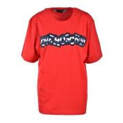 Love Moschino Bomull T-shirt med Snygg Design Red, Dam