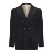 Brunello Cucinelli Dubbelknäppt Corduroy Blazer Antracit Black, Herr