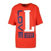 Love Moschino Bomull T-shirt med Stiligt Design Red, Dam