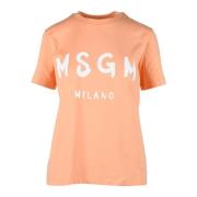 Msgm Bomull T-shirt med Unik Stil Orange, Dam