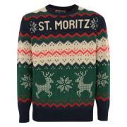 MC2 Saint Barth Ull Kashmirtröja Juldesign Multicolor, Herr