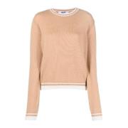 Msgm Beige Tröja med Kontrasterande Kanter Beige, Dam