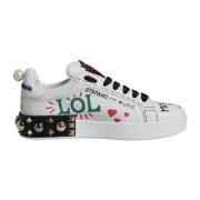 Dolce & Gabbana Vita Heart Studded Low Top Sneakers White, Dam