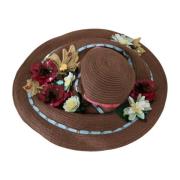 Dolce & Gabbana Elegant blommig floppy hatt med bred brätte Brown, Dam