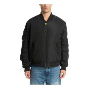 Barrow Logo Multipocket Plain Zip Bomber Jacket Black, Herr