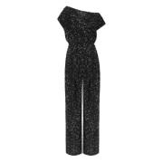 Elisabetta Franchi Svart Paljett Jumpsuit Med Öppen Rygg Black, Dam