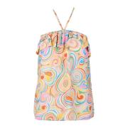 Love Moschino Cupro Bomullsblandning Stilig Topp Multicolor, Dam