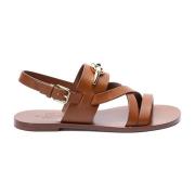 Valentino Garavani Bruna lädersandaler Elegant stil Brown, Dam