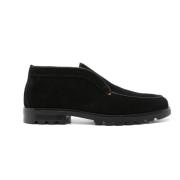 Santoni Svarta, Shearling-fodrade Chunky Boots Black, Herr