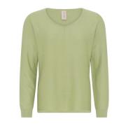 Skovhuus V-ringad Struktur Stickad Blus Willow Green, Dam