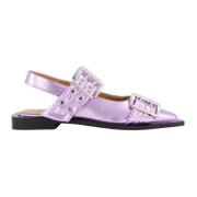 Ganni Chunky Buckle Ballerina Skor Pink, Dam