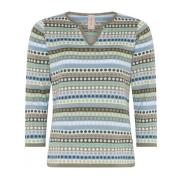 Skovhuus Prickig 3/4 Ärm Pullover Blus Multicolor, Dam