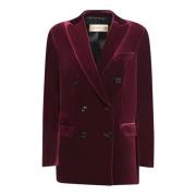 Blanca Vita Bordeaux Velvet Jacket Aw24 Red, Dam