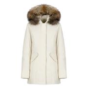 Woolrich Ivory Tech Fabric Parka med Päls Beige, Dam