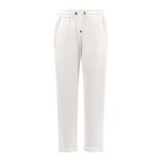 Brunello Cucinelli Silke Bomull Byxor med Monili Applikation White, Da...