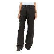 Maison Margiela Coated Denim Straight-Leg Jeans Black, Dam