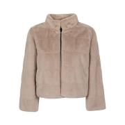 Marella Kort Fuskpälsjacka Beige, Dam