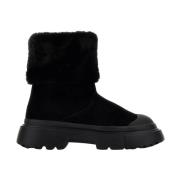 Hogan Svarta Furry Ankelboots Slip-On Black, Dam