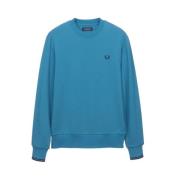 Fred Perry Bouclé Rund Hals Sweatshirt Blue, Herr