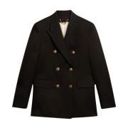 Golden Goose Dubbelknäppt Svart Ull Blazer Black, Herr