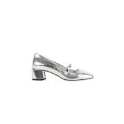 Jimmy Choo Silverläderpumps med Rem Gray, Dam