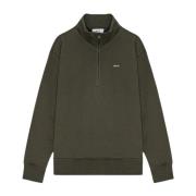 Nn07 Borstad Fleece Half-Zip Sweater Dark Army Green, Herr