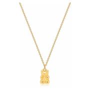 Nialaya Men's Golden Necklace with Mini Teddy Bear Pendant Yellow, Her...