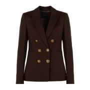 Pinko Navy Blazer Klassisk Stil Elegant Knäppt Brown, Dam