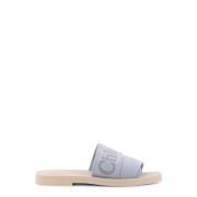 Chloé Canvas Sandaler med Logobroderi Blue, Dam