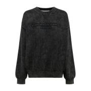 Alexander Wang Svart Logotyp Präglad Tröja Sweaters Brown, Dam