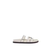 Tory Burch Sportiga Läder Slides White, Dam