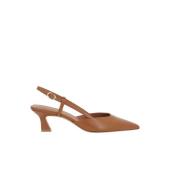 Stuart Weitzman Brun läder slingback klackar Brown, Dam