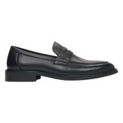 Estro Svarta herr penny loafers tillverkade av äkta läder Black, Herr