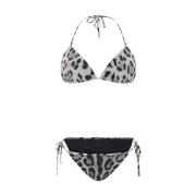 Dolce & Gabbana Leopardmönstrad Bikini Set med Pouch Black, Dam