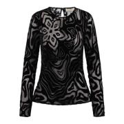 Ulla Johnson Sammet Quinn Top med Semi-Transparenta Insatser Black, Da...