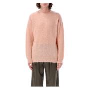 Auralee Rosa Beige Stickat Borstad Super Kid Mohair Pink, Herr