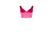 Rinascimento Satin Crop Top V-ringad Ärmlös Pink, Dam