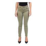 Gaudi Grön Skinny Twill Byxor Green, Dam