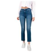 Mother Rascal Ankle Fray Jeans Blue, Dam