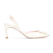 Roger Vivier Metall Sling Trompette White, Dam