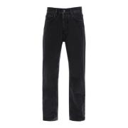 Carhartt Wip Svart Stonewashed Löst Passform Jeans Black, Herr