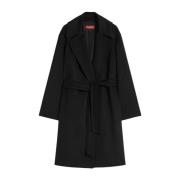 Max Mara Studio Svart ullrock med bälte Black, Dam