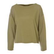 Drykorn Cropped Longsleeve med Båthals Green, Dam