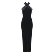 Alaïa Elegant Vienne Cross Neck Klänning Black, Dam