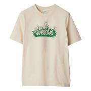 Burberry Daisy Logo Print Bomull T-shirt Beige, Dam