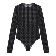 Givenchy Svart Tulle Body med Monogrammotiv Black, Dam