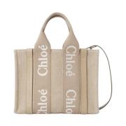 Chloé Beige Linne Canvas Toteväska Beige, Dam