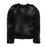 Jil Sander Popcorn Stitch Crew Neck Sweater Black, Herr