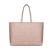 Valentino Garavani Rosa Rockstud Läder Tote Väska Pink, Dam